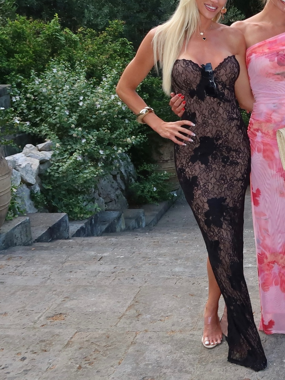 House of CB “Lucienne” Black Lace Maxi Dress